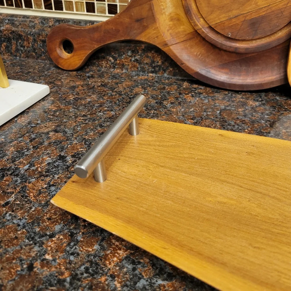 Handmade in USA Rustic Raw Edge Charcuterie Board Tray Serving Honey Oak Natural - Picture 3 of 6